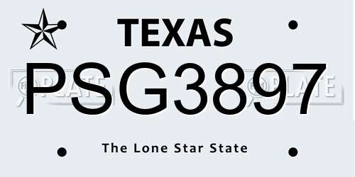 PSG3897 Texas License Plate