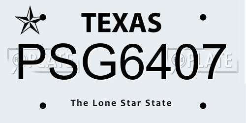 PSG6407 Texas License Plate