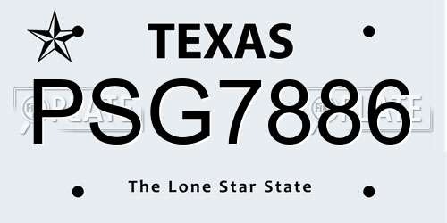 PSG7886 Texas License Plate