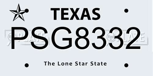 PSG8332 Texas License Plate