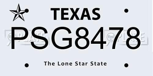 PSG8478 Texas License Plate