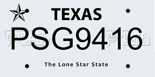 PSG9416 Texas License Plate