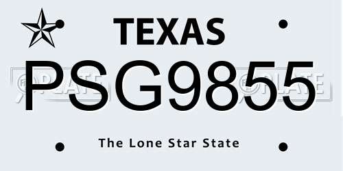 PSG9855 Texas License Plate