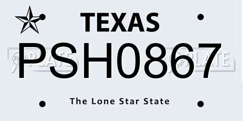 PSH0867 Texas License Plate