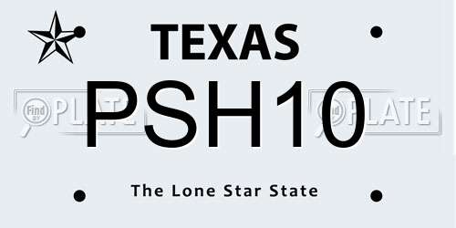 PSH10 Texas License Plate