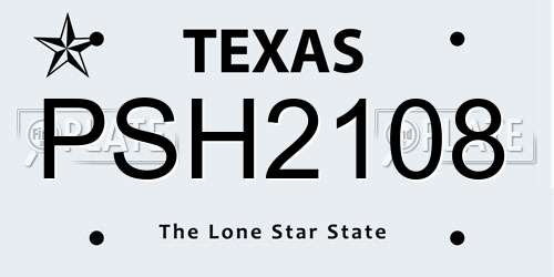 PSH2108 Texas License Plate