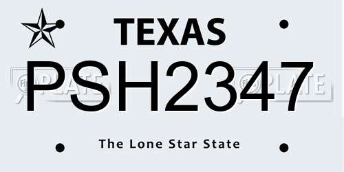 PSH2347 Texas License Plate
