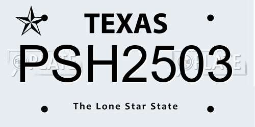 PSH2503 Texas License Plate