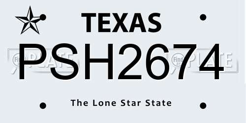 PSH2674 Texas License Plate
