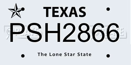 PSH2866 Texas License Plate