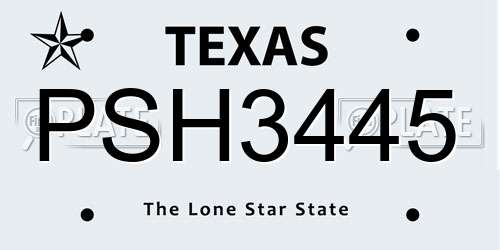 PSH3445 Texas License Plate