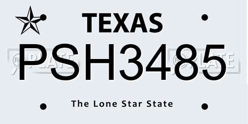 PSH3485 Texas License Plate