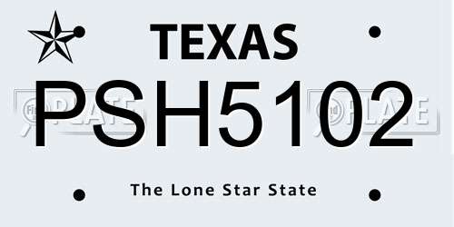 PSH5102 Texas License Plate