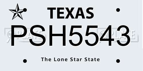 PSH5543 Texas License Plate
