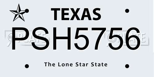PSH5756 Texas License Plate