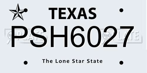 PSH6027 Texas License Plate