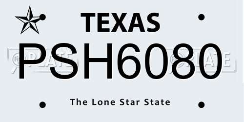 PSH6080 Texas License Plate