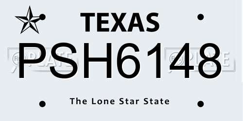 PSH6148 Texas License Plate