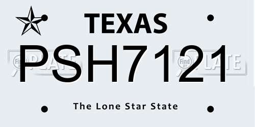 PSH7121 Texas License Plate