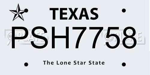 PSH7758 Texas License Plate