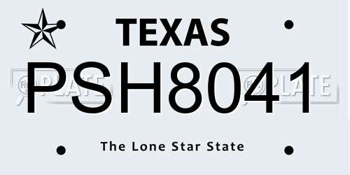 PSH8041 Texas License Plate