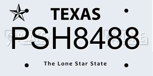 PSH8488 Texas License Plate