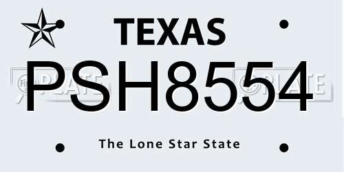 PSH8554 Texas License Plate