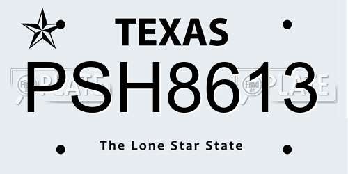 PSH8613 Texas License Plate