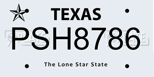 PSH8786 Texas License Plate