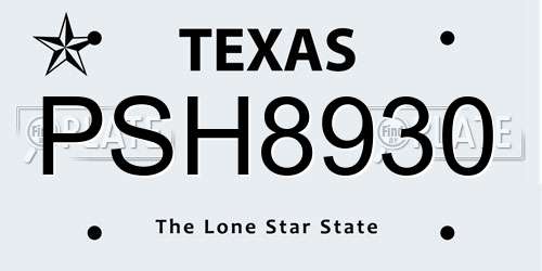 PSH8930 Texas License Plate