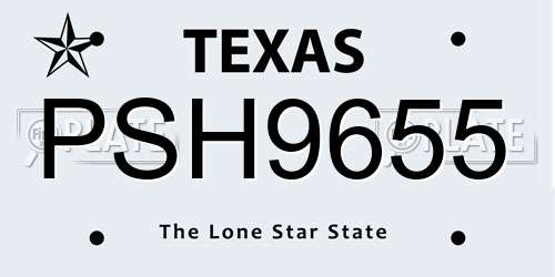 PSH9655 Texas License Plate