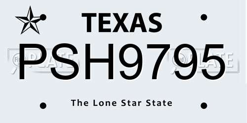 PSH9795 Texas License Plate