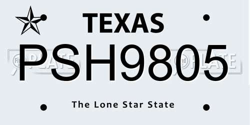 PSH9805 Texas License Plate