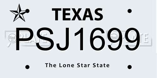 PSJ1699 Texas License Plate