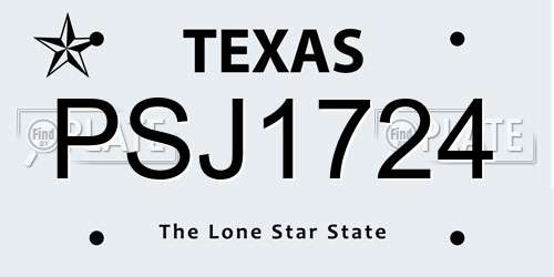 PSJ1724 Texas License Plate