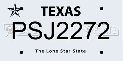 PSJ2272 Texas License Plate