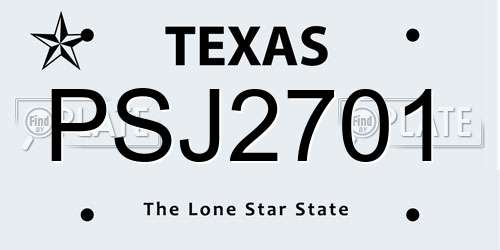 PSJ2701 Texas License Plate