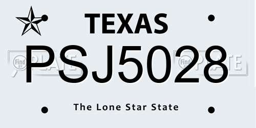 PSJ5028 Texas License Plate