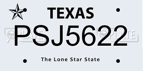 PSJ5622 Texas License Plate