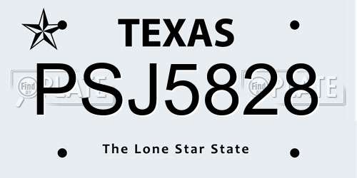 PSJ5828 Texas License Plate