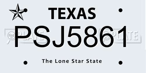 PSJ5861 Texas License Plate