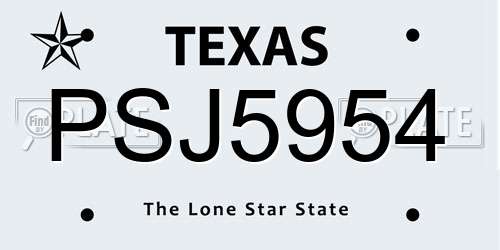 PSJ5954 Texas License Plate