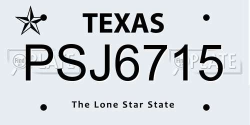PSJ6715 Texas License Plate