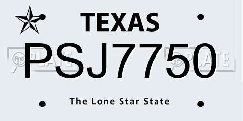 PSJ7750 Texas License Plate
