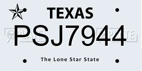 PSJ7944 Texas License Plate