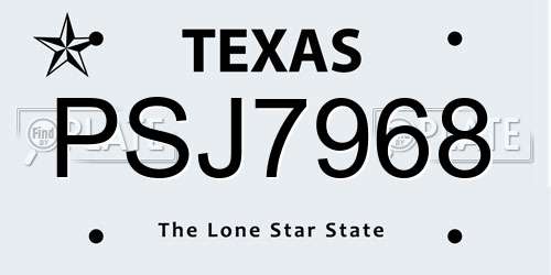 PSJ7968 Texas License Plate