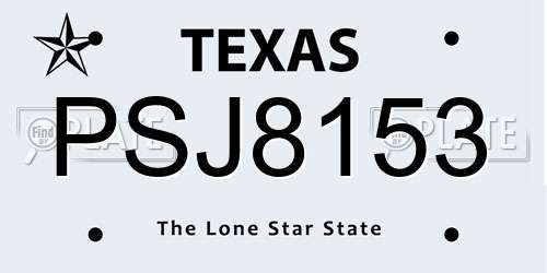 PSJ8153 Texas License Plate
