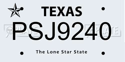 PSJ9240 Texas License Plate