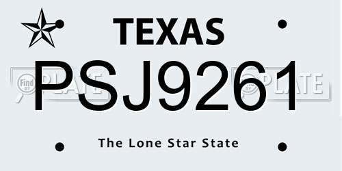 PSJ9261 Texas License Plate