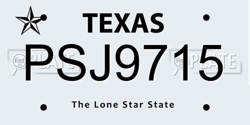 PSJ9715 Texas License Plate